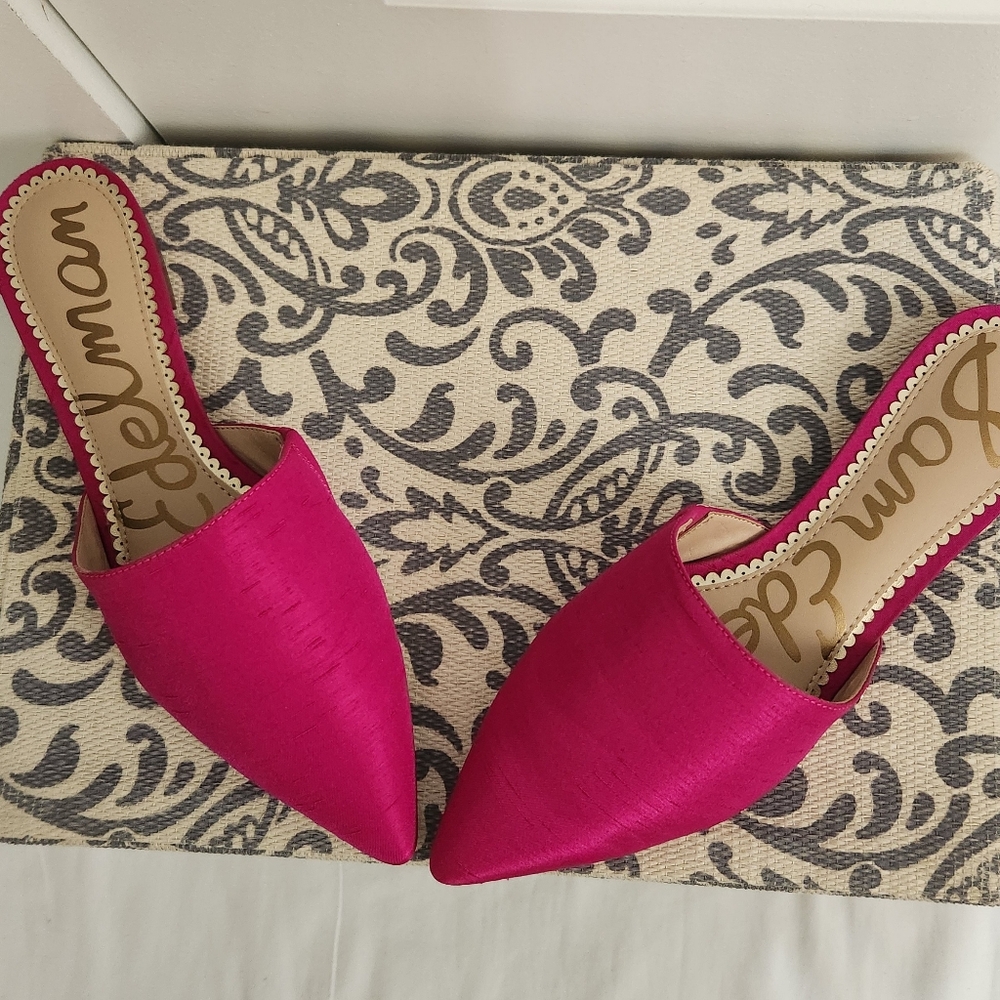 Sam Edelman Hot Pink Pointed Toe Mules - Picture 6 of 8